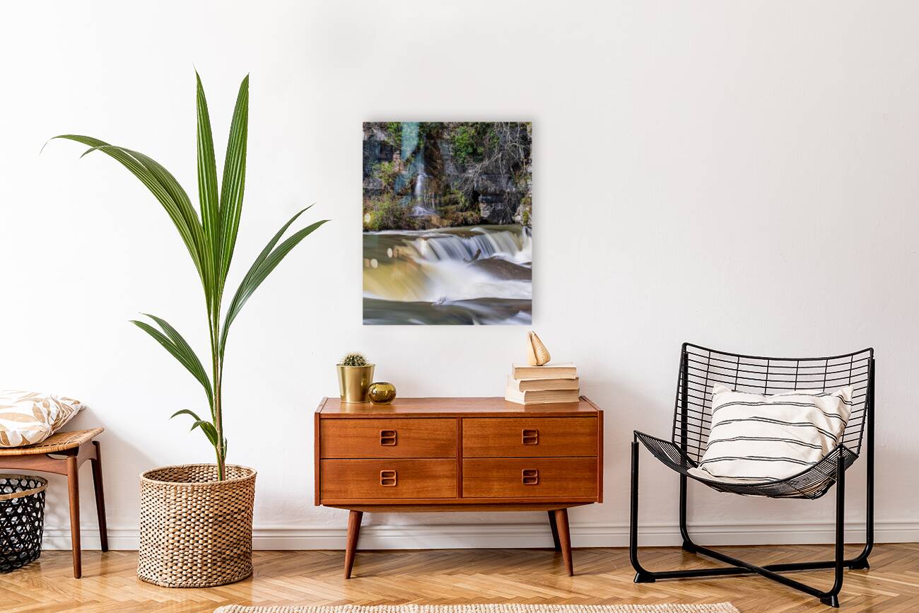 Small waterfall by Valley Falls on a bright spring morning Reproduction