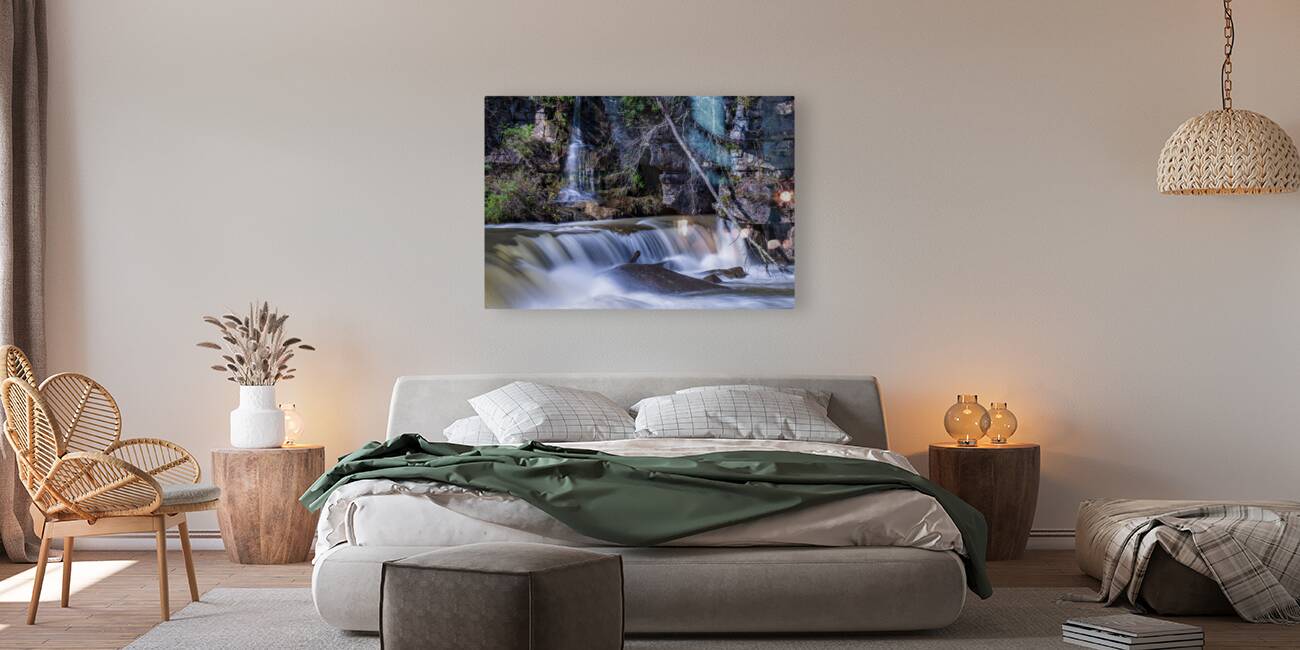 Small waterfall by Valley Falls on a bright spring morning Reproduction