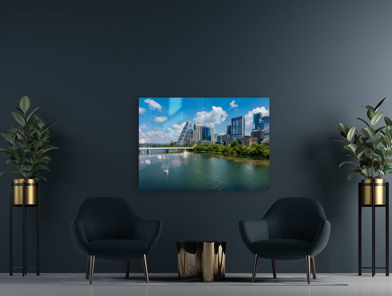 Office Towers View - Austin cityscape across Lady Bird Lake Reproduction