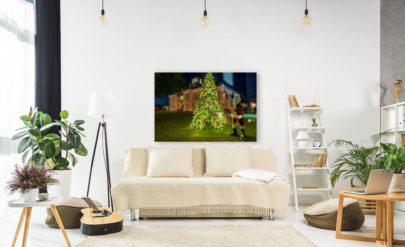 Christmas tree lights spectacular by courthouse in Johnson City Reproduction