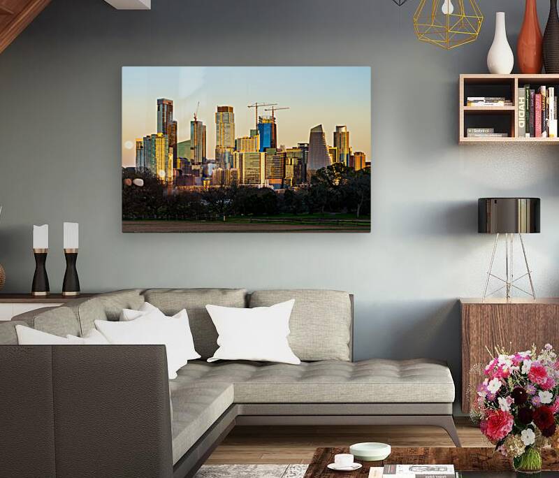 Cityscape of downtown Austin from the west in Zilker park 2025 Reproduction