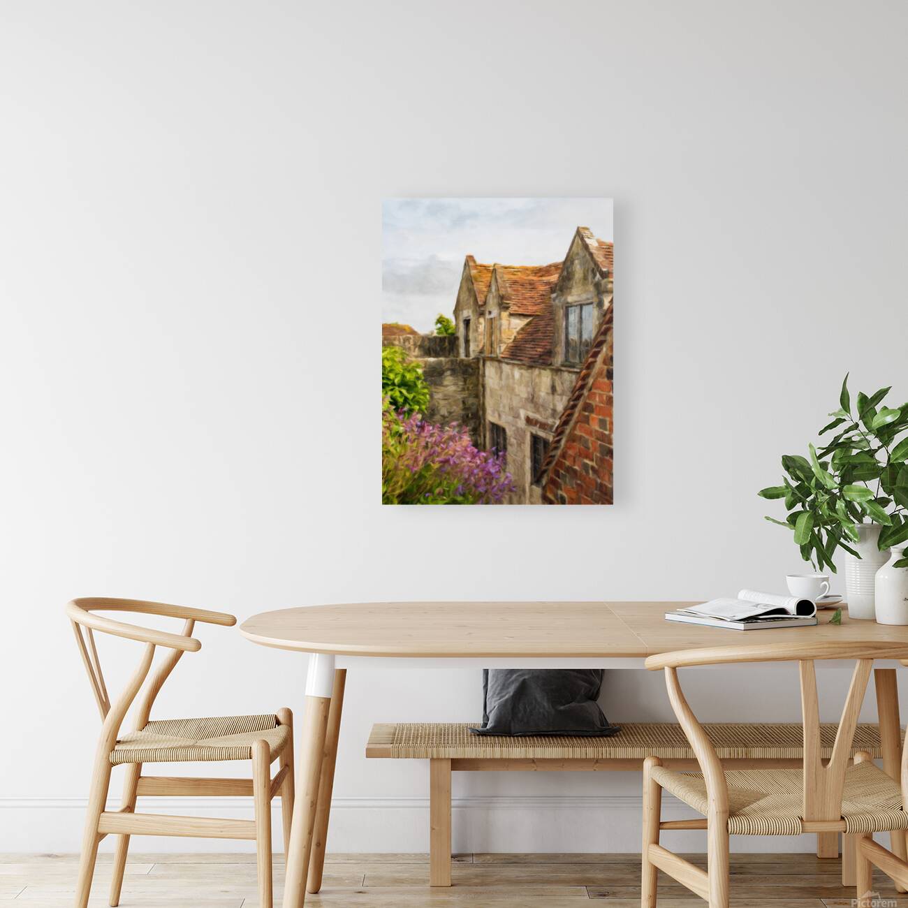 Digital oil painting of Yarmouth Castle building with red tiled  Reproduction