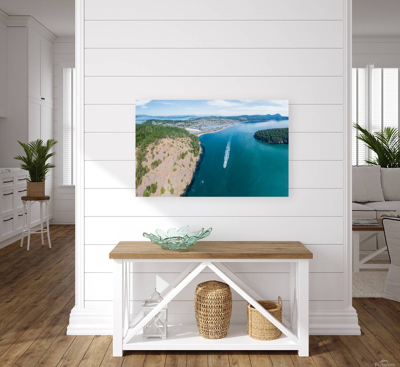 Aerial view of Anacortes on Fidalgo Island in Washington State Reproduction