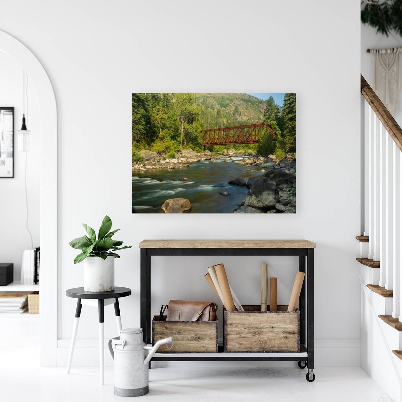 Tumwater Canyon pipeline bridge over Wenatchee River in Washingt Reproduction