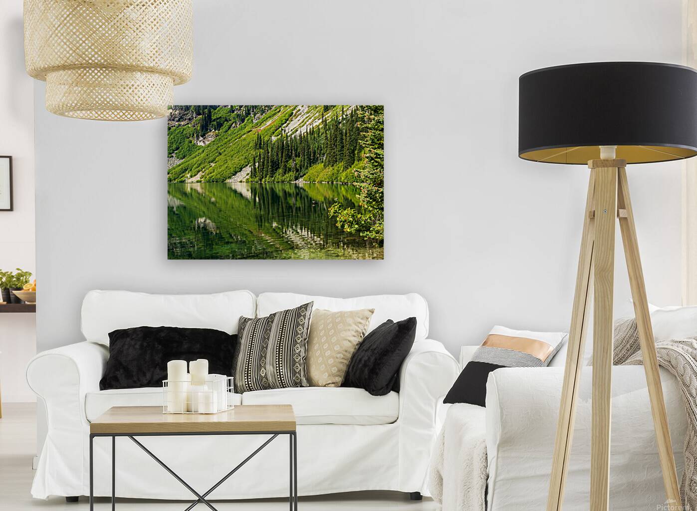 Mirror image reflection of Rainy Lake in North Cascades National Reproduction