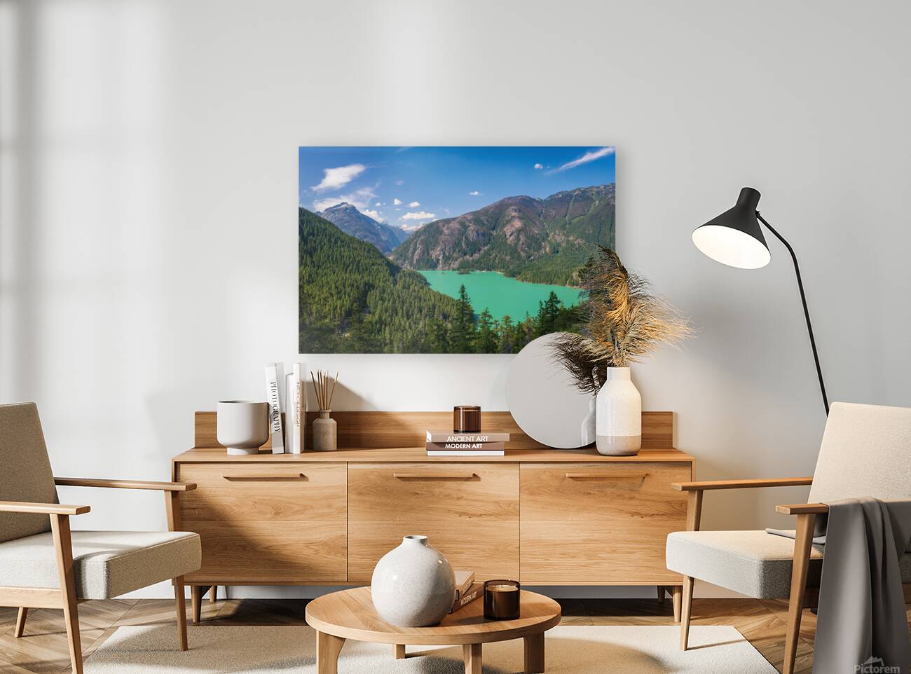 Overlook of Diablo Lake in North Cascades from Thunder Knob trai Reproduction