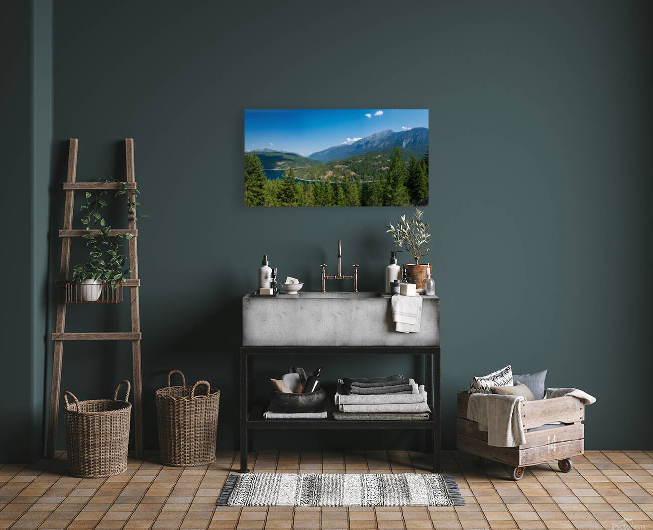 Panoramic view of Ross Lake in the North Cascades National Park  Reproduction
