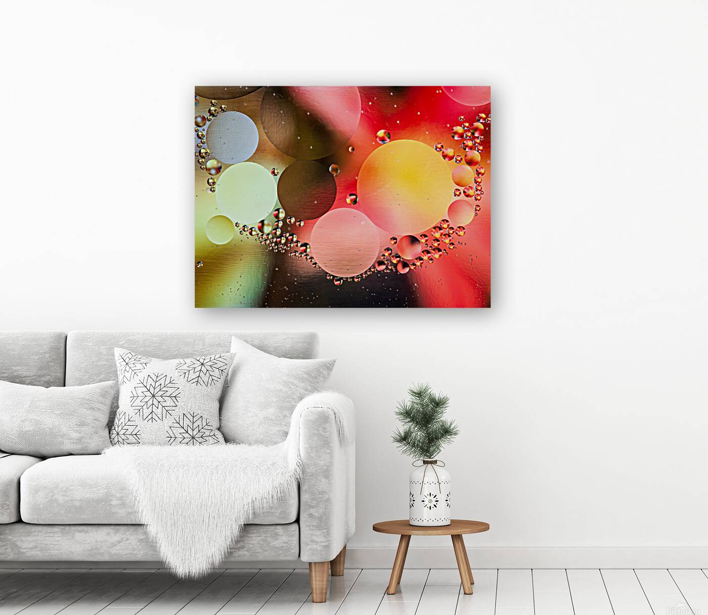 Oil and water reflecting dramatic colors Reproduction