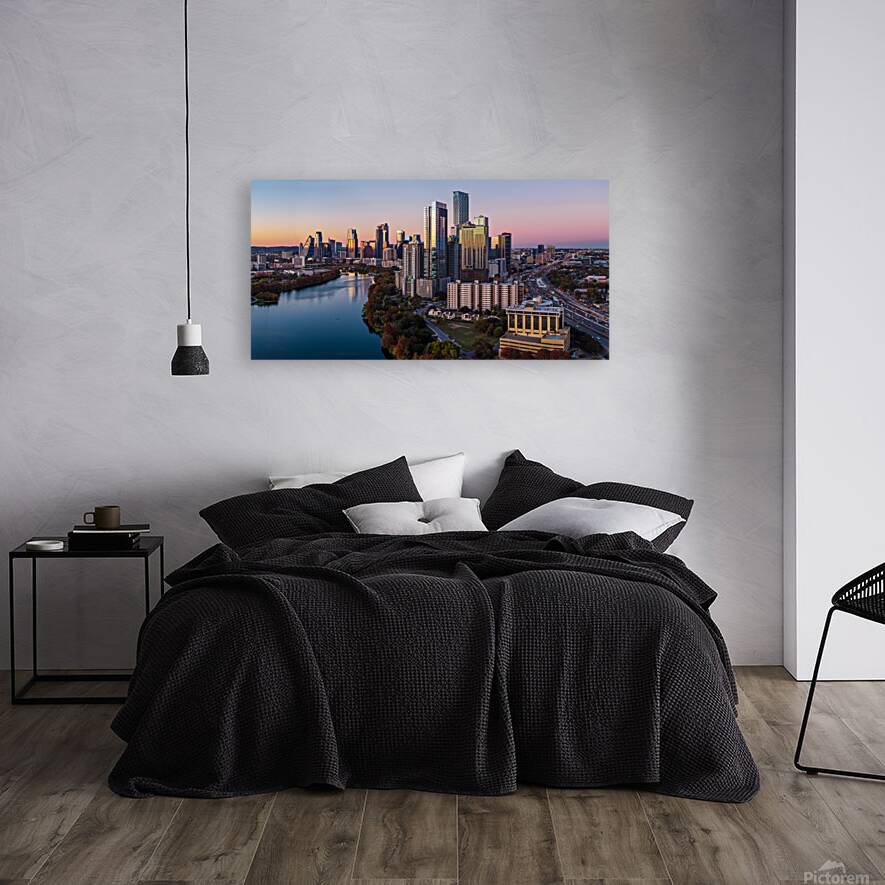 Sunset panorama of Austin Skyline and Rainey district 2026 Reproduction