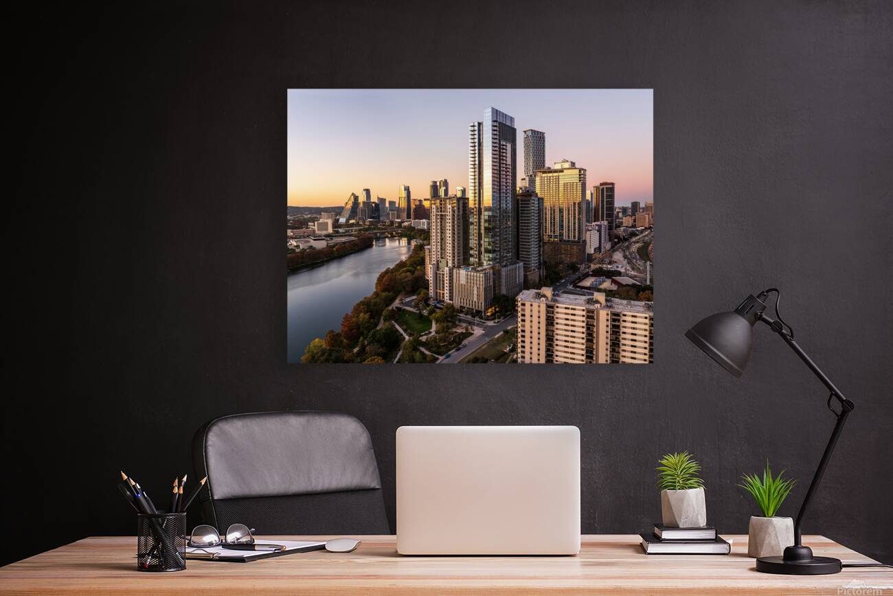 44 East Tower rises above Rainey Street District in Austin Reproduction