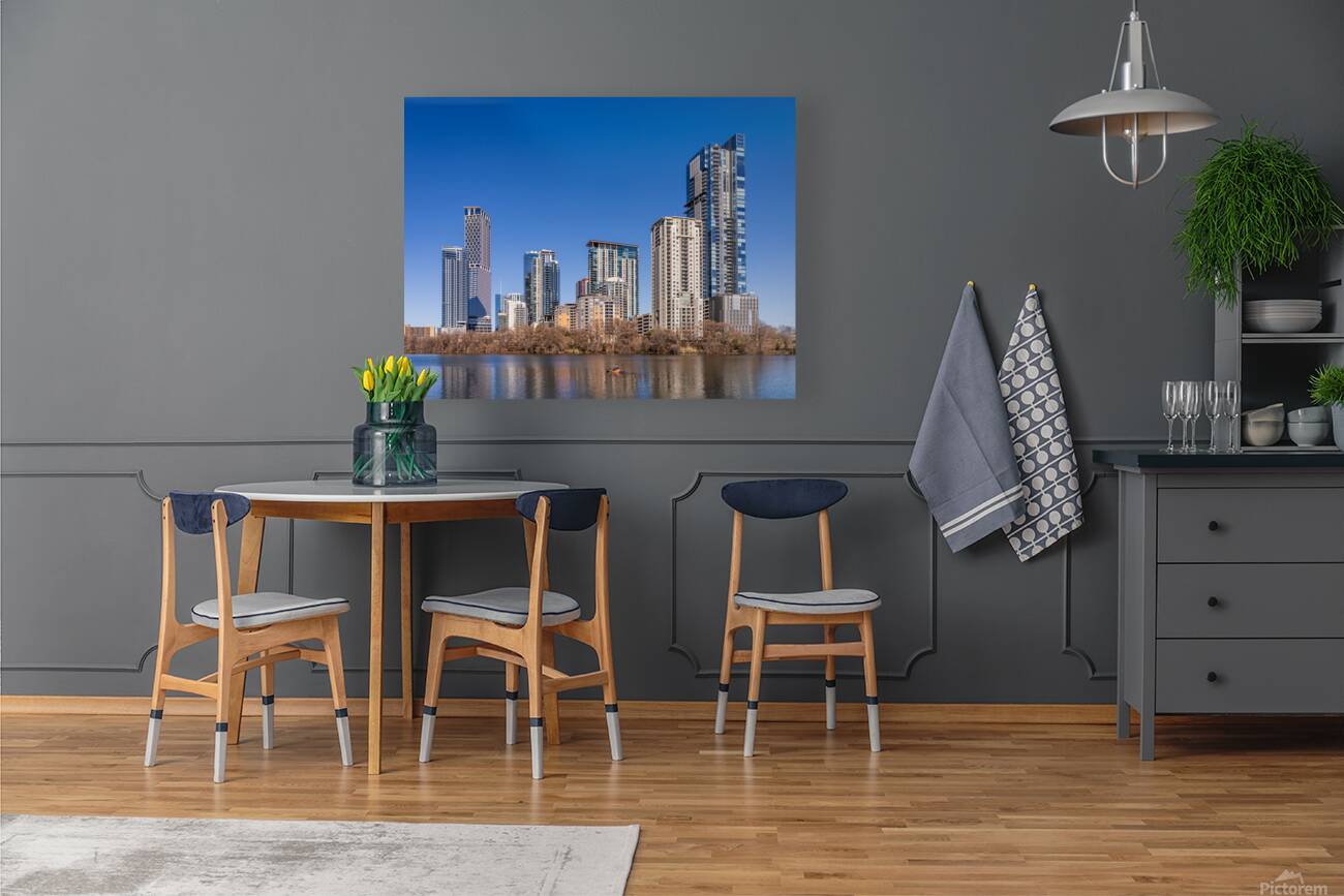 Rainey Street development Austin Texas from lake Reproduction