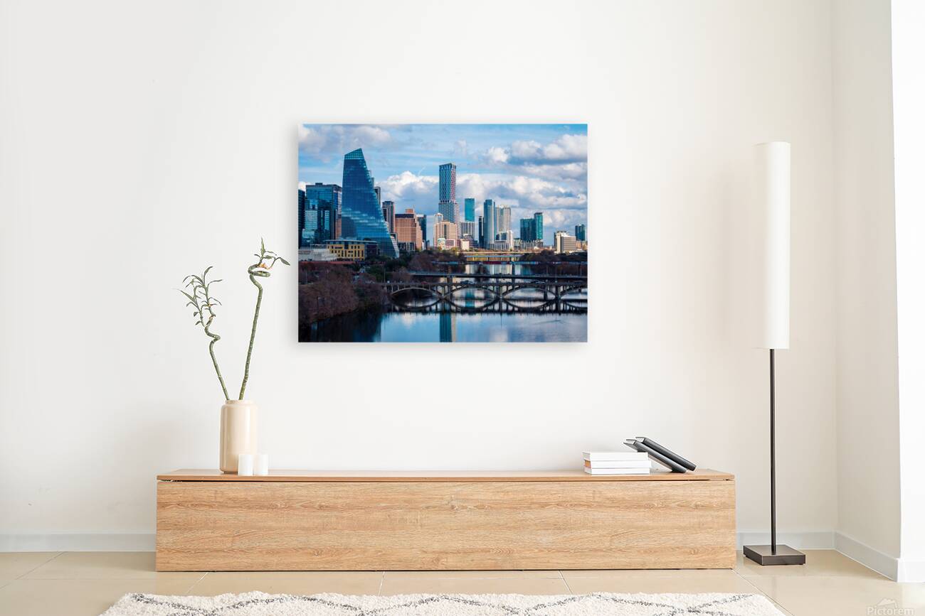 Close Up of Austin Skyline with the Sail Building and River Brid Reproduction