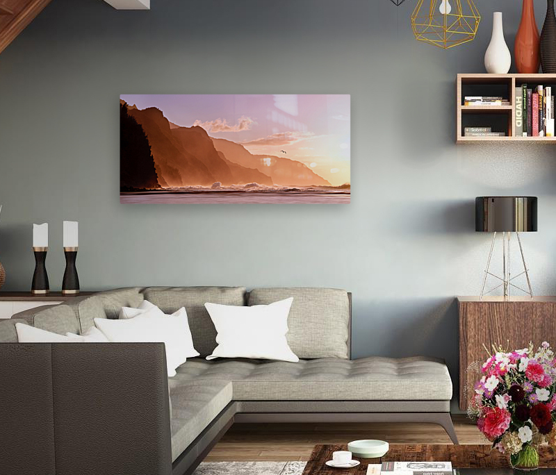 Kauai sunset with bird  Reproduction