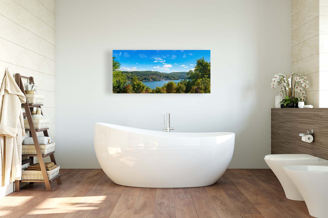 Early fall colors on Cheat Lake in Morgantown WV Reproduction