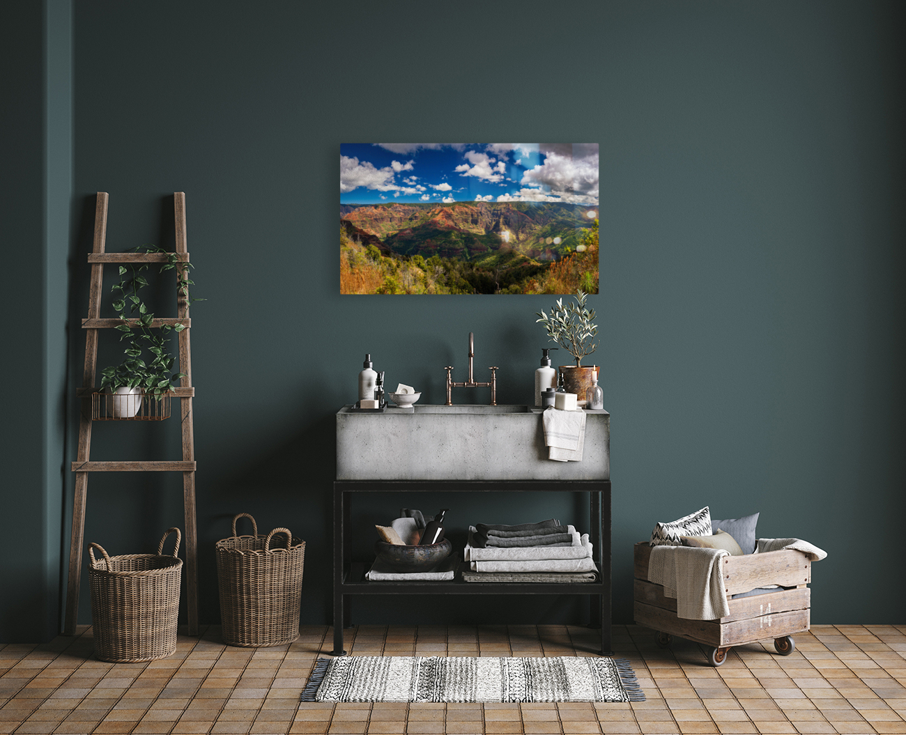 Panorama of the Waimea Canyon from the Iliau Nature loop Reproduction