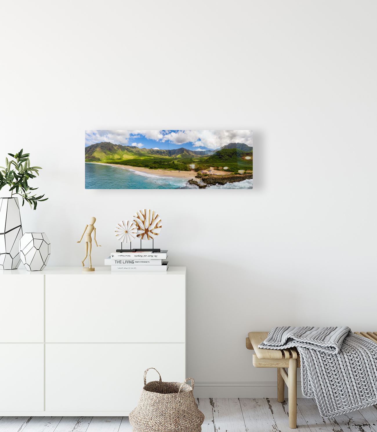 Makua beach and valley on west coast of Oahu Reproduction