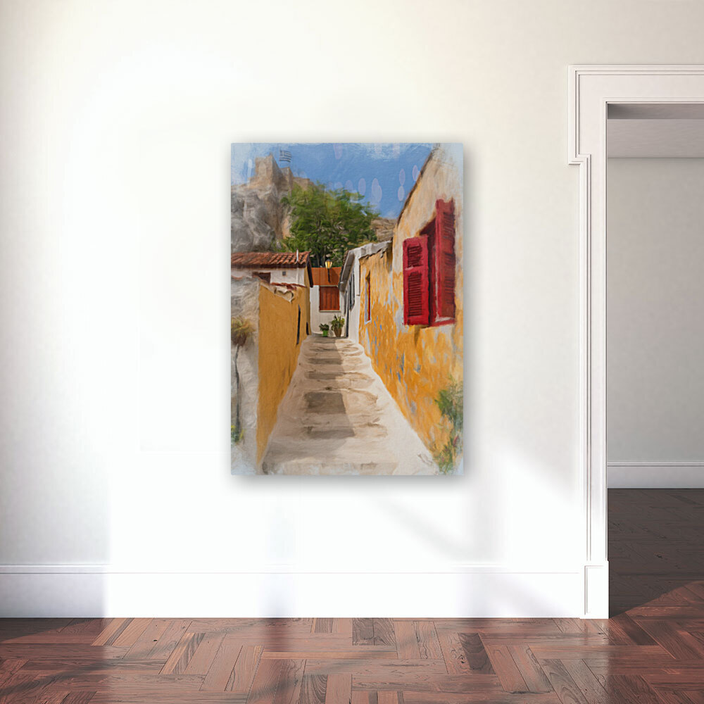 Narrow street in Anafiotika in Athens Greece Reproduction