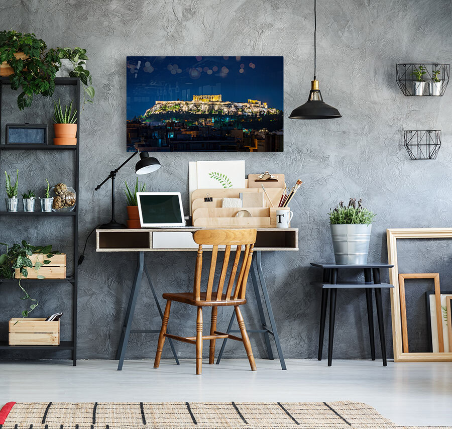 Acropolis hill rises above Athens apartments Reproduction