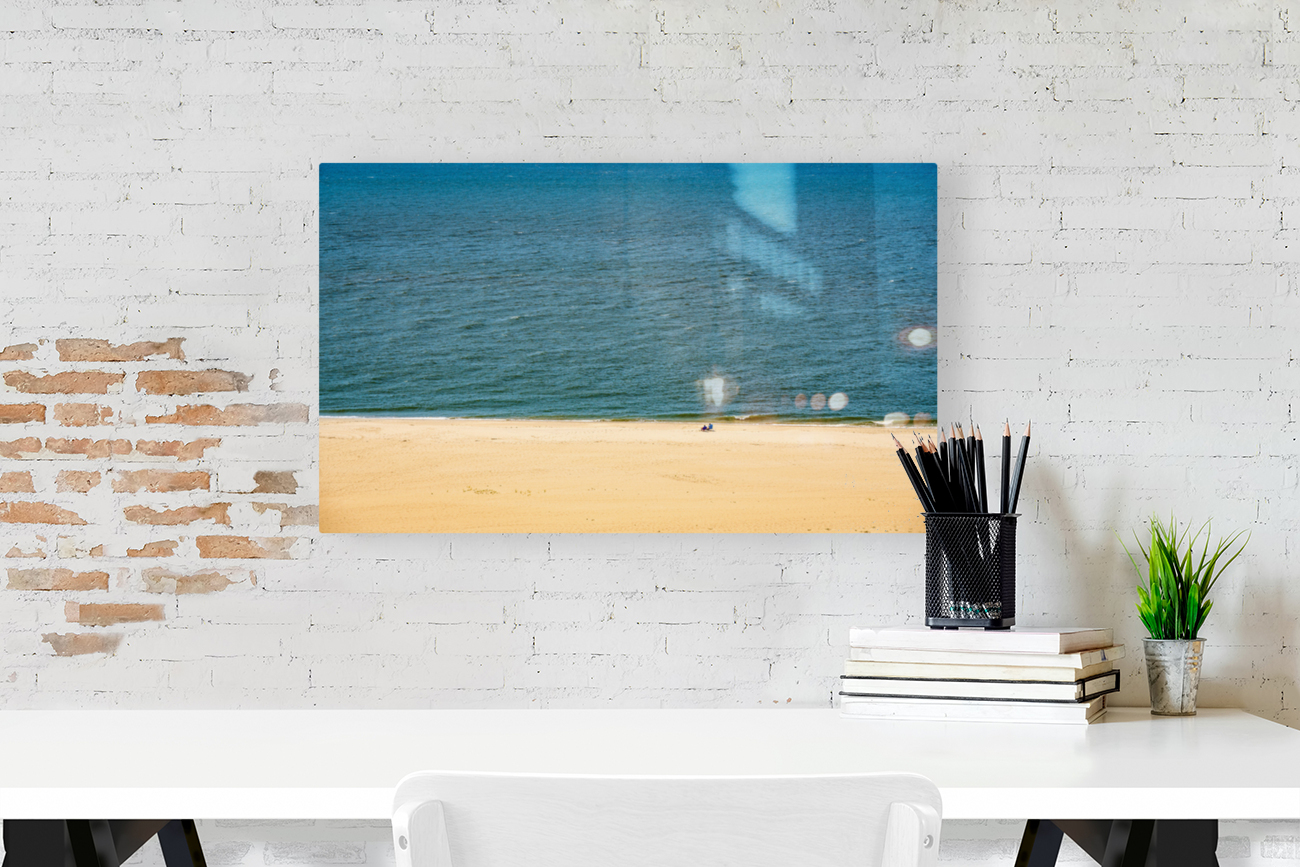 Single couple on wide beach at Cape May Point Reproduction