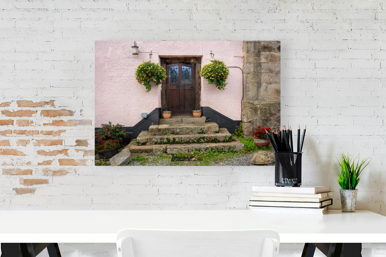 Solid wooden front door in Devon village of Dunsford Reproduction