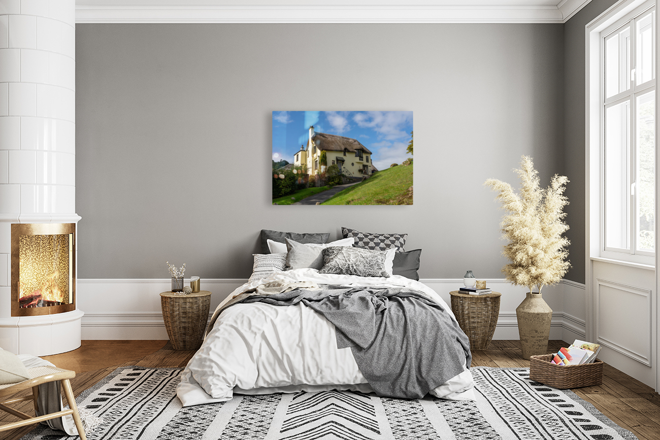 Thatched tea shop in Lustleigh in Devon Reproduction