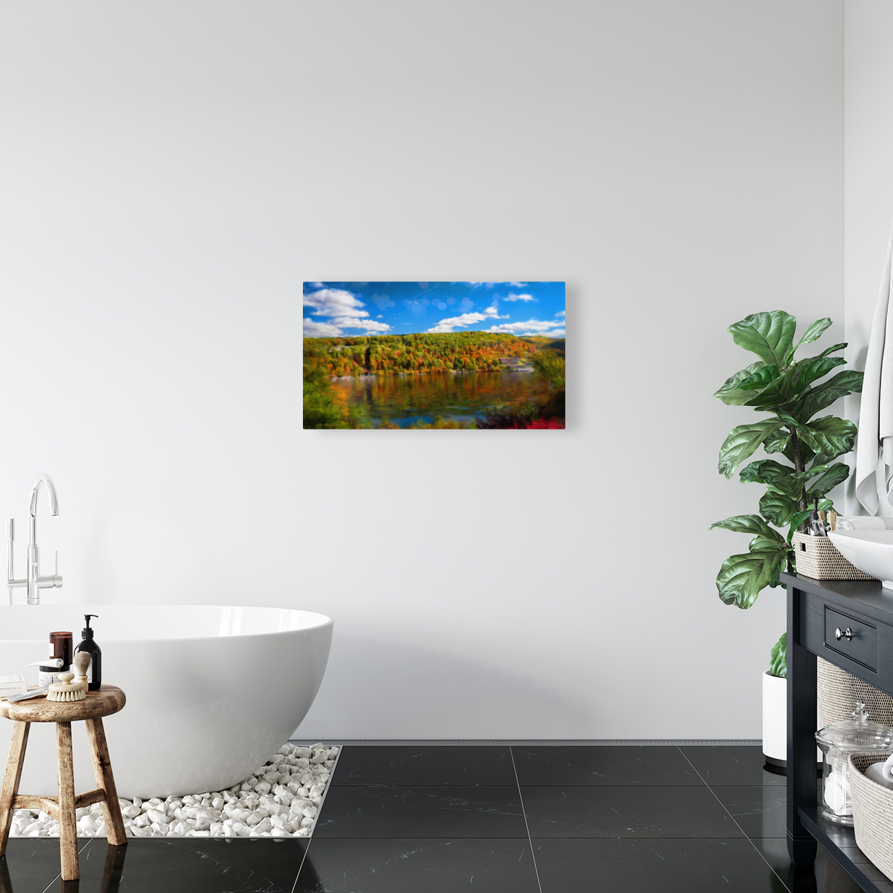 Painting of fall colors on Cheat Lake Morgantown Reproduction