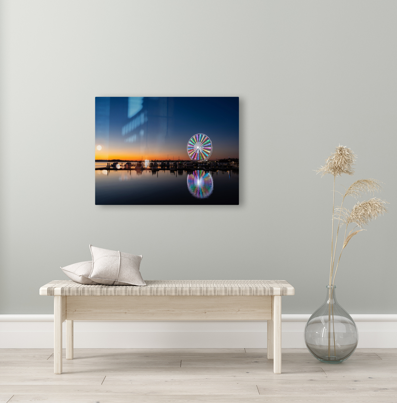 Ferris wheel at National Harbor at sunset Reproduction