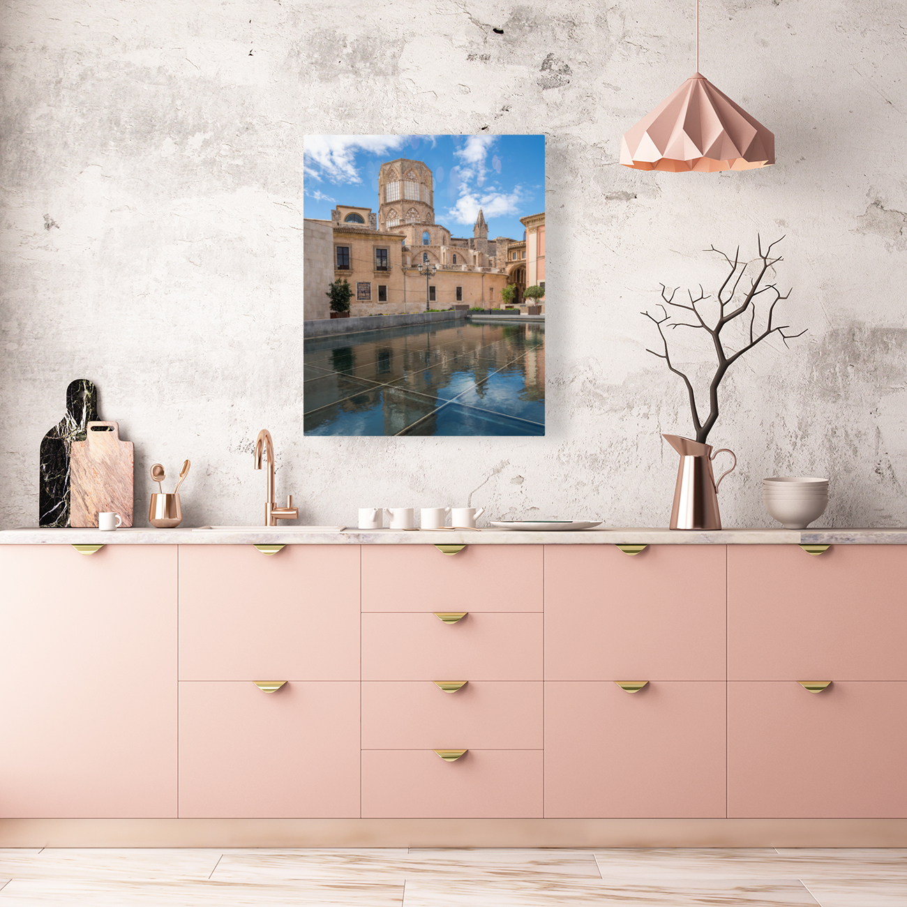 Reflection of Cathedral and Basilica Valencia Reproduction