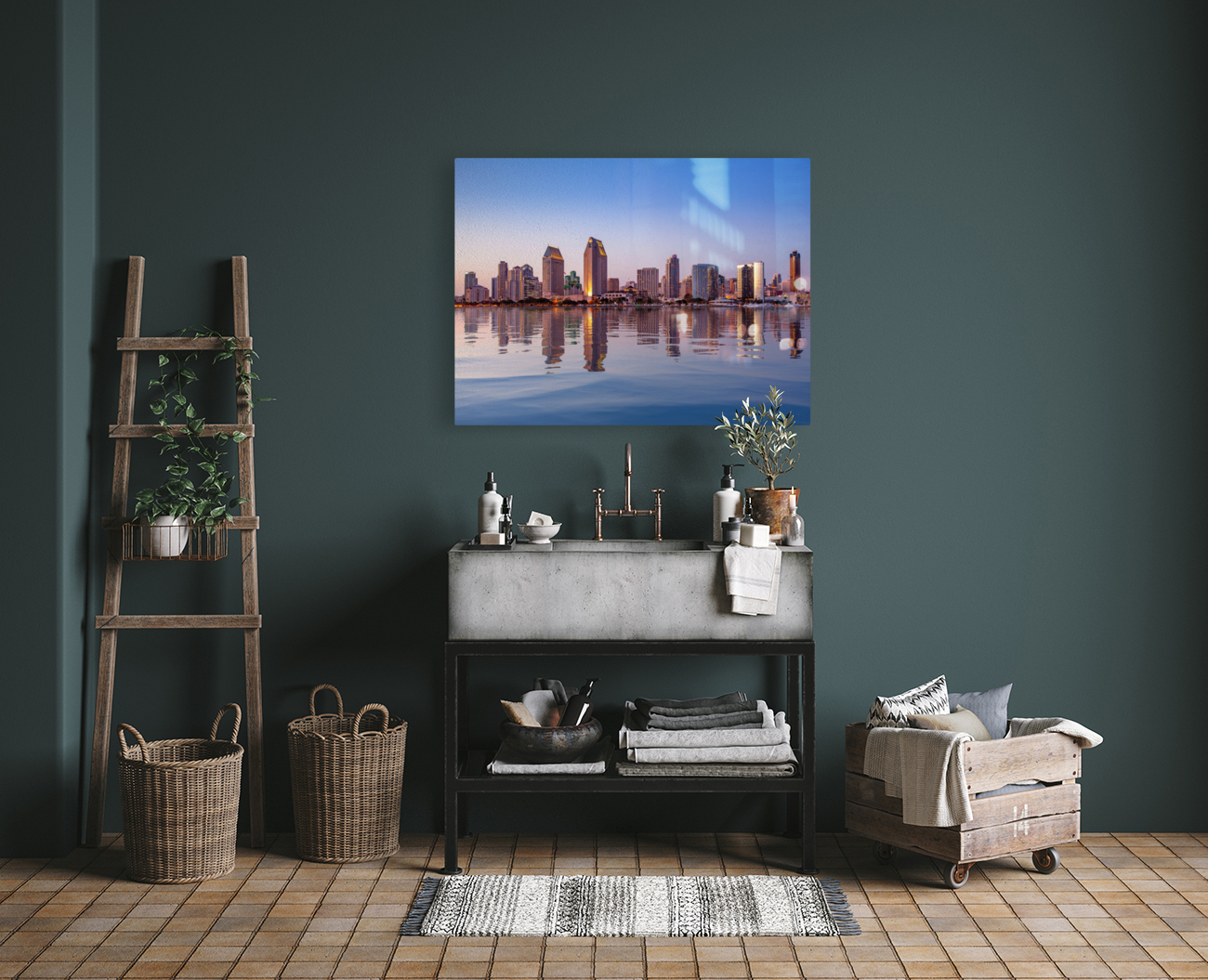 San Diego Skyline at sunset from Coronado Reproduction