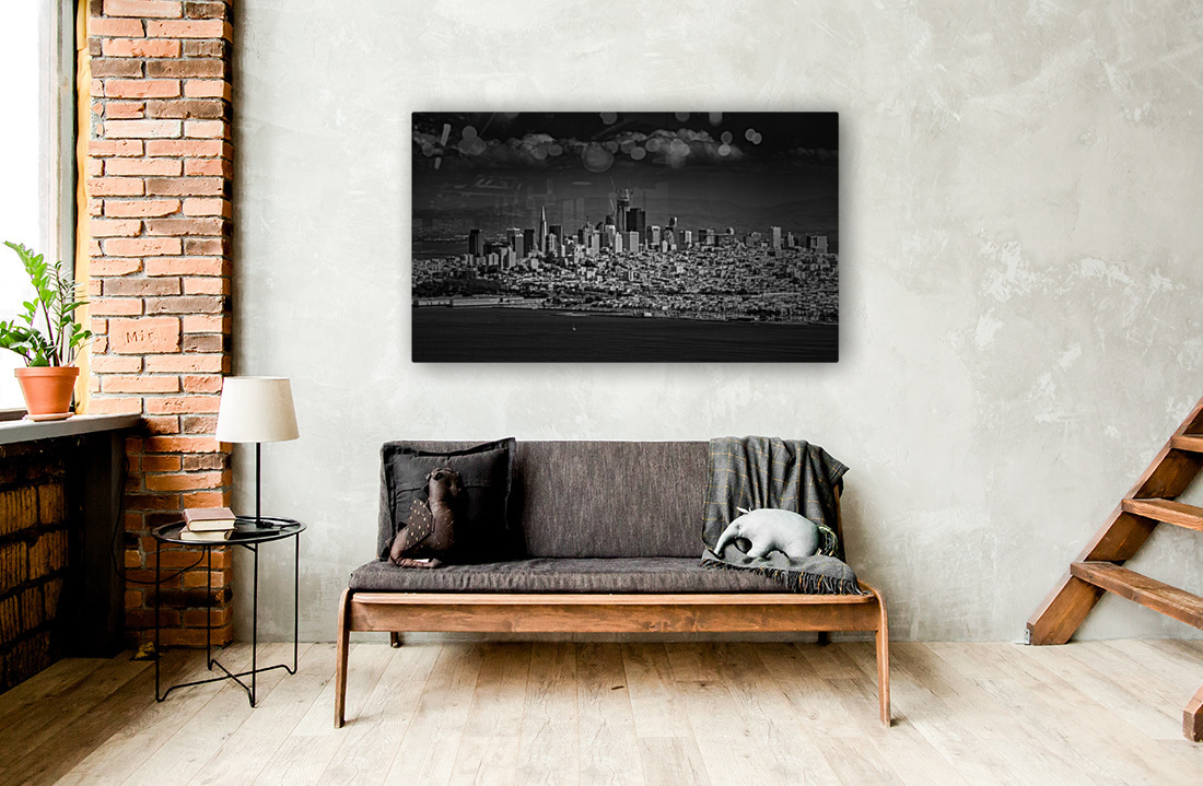 Moody Black and White photo of San Francisco Reproduction