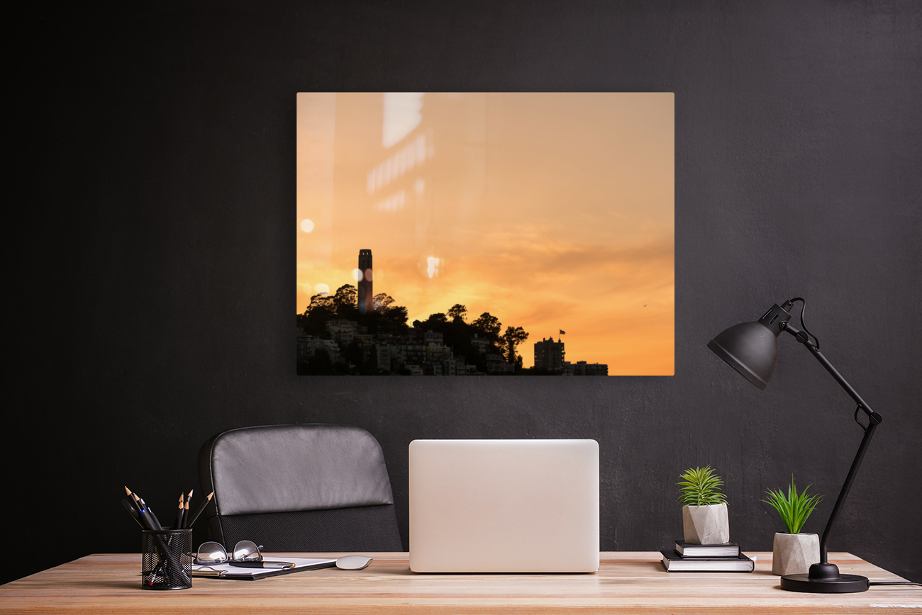 Coit tower at sunset in San Francisco Reproduction