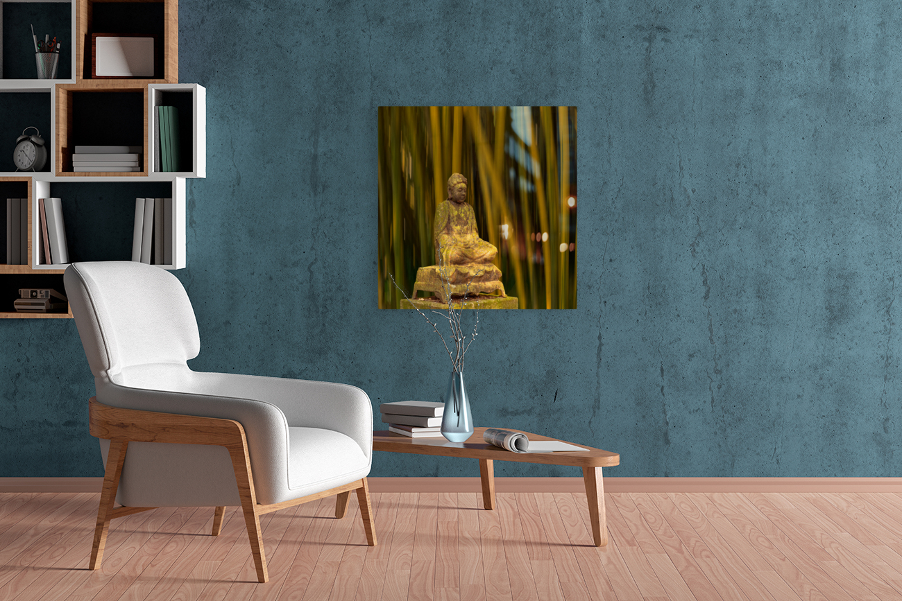 Buddha statue in bamboo forest Reproduction