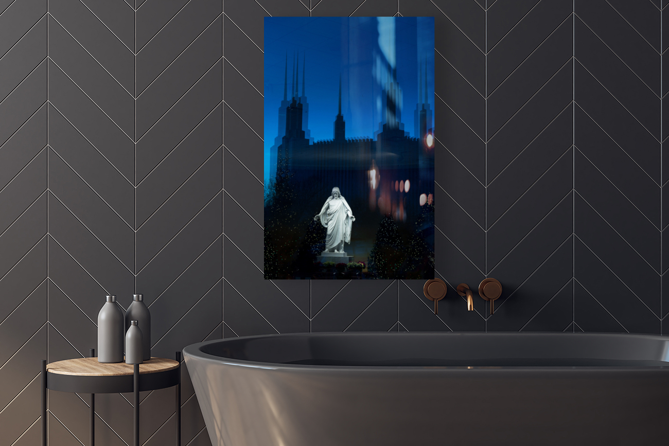 Mormon temple in Washington DC in late winter Reproduction