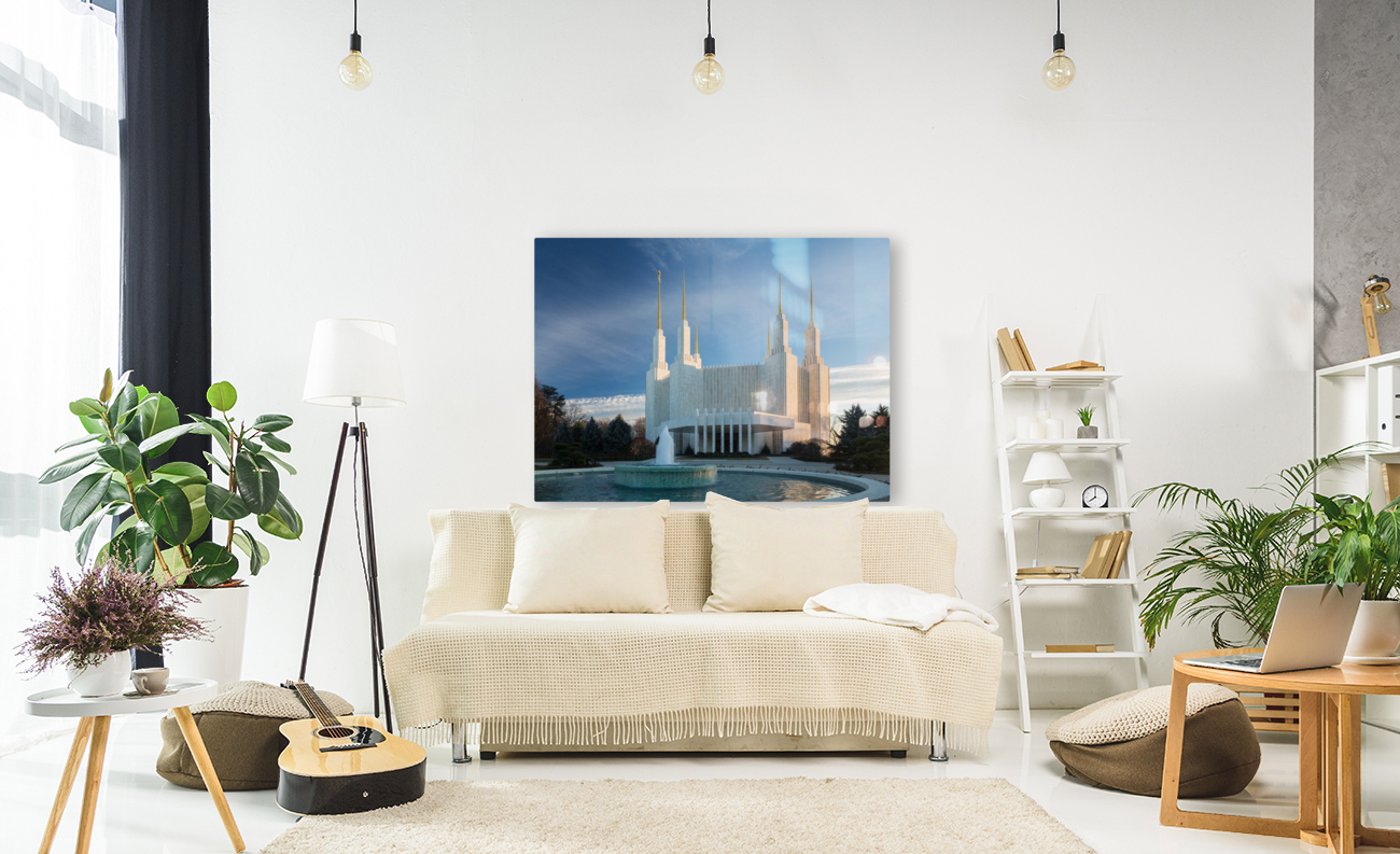 Mormon temple in Washington DC in late winter Reproduction