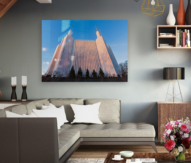 Mormon temple in Washington DC in late winter Reproduction