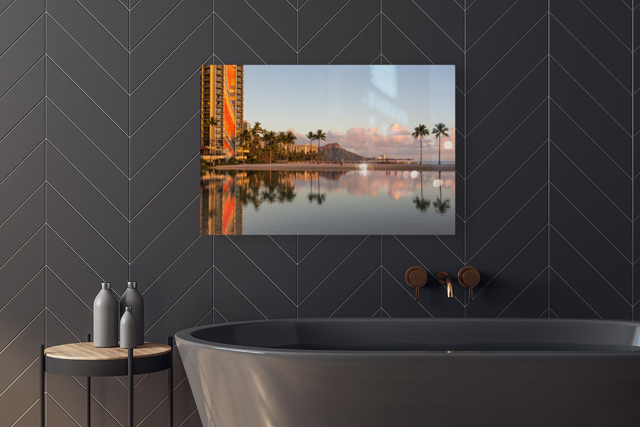 Newly restored tiling mural on Rainbow Tower Reproduction