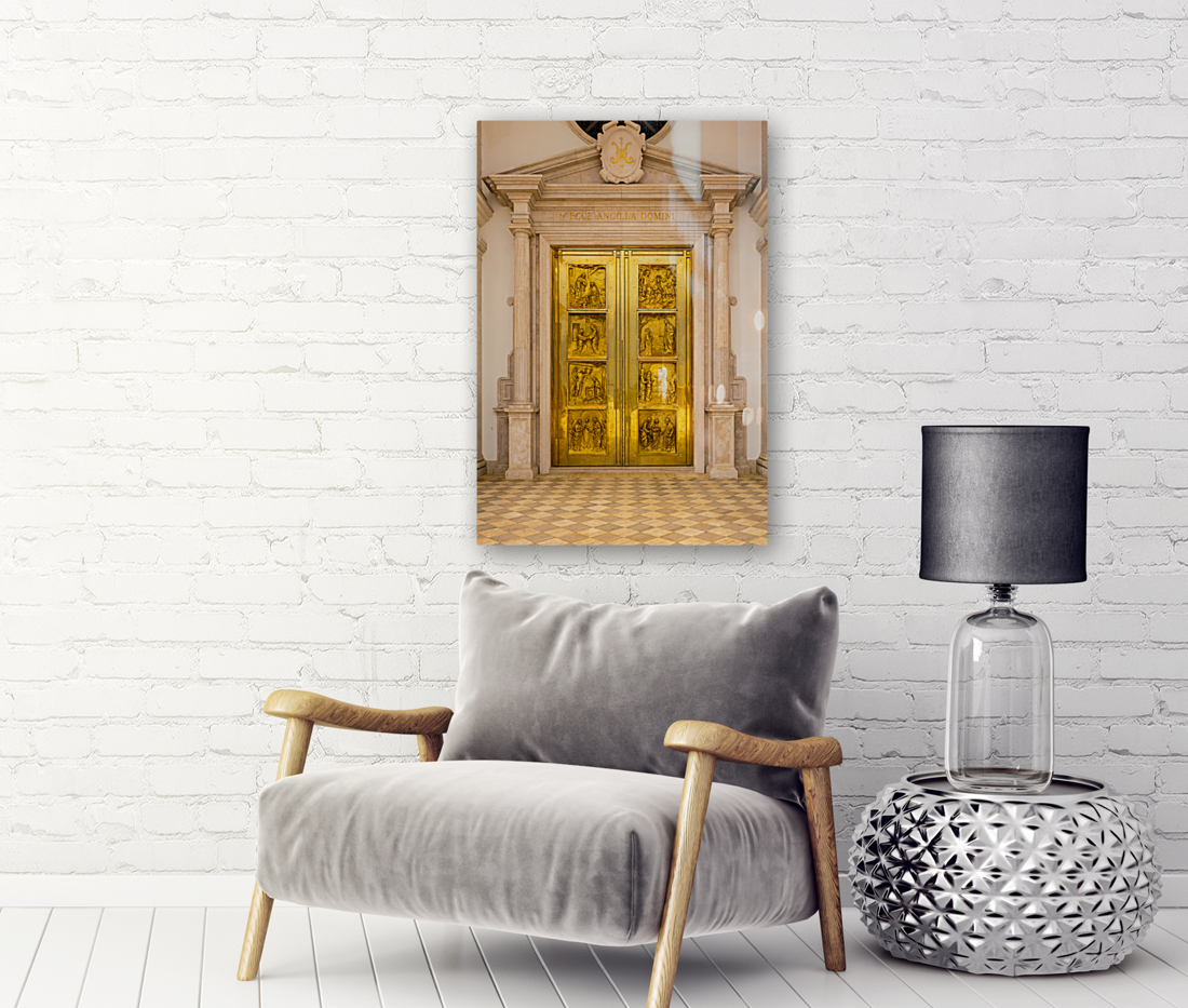 Gold doors Basilica of Mongomo in Equatorial Guinea Reproduction