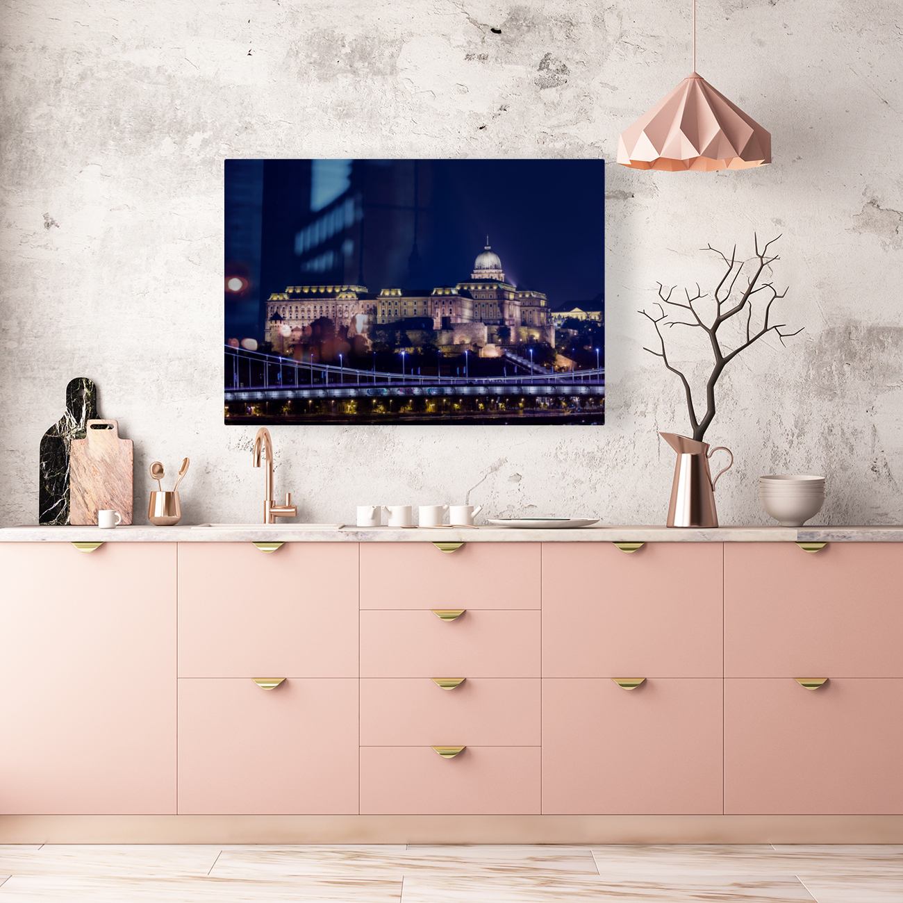 Buda Castle at night in Budapest Reproduction