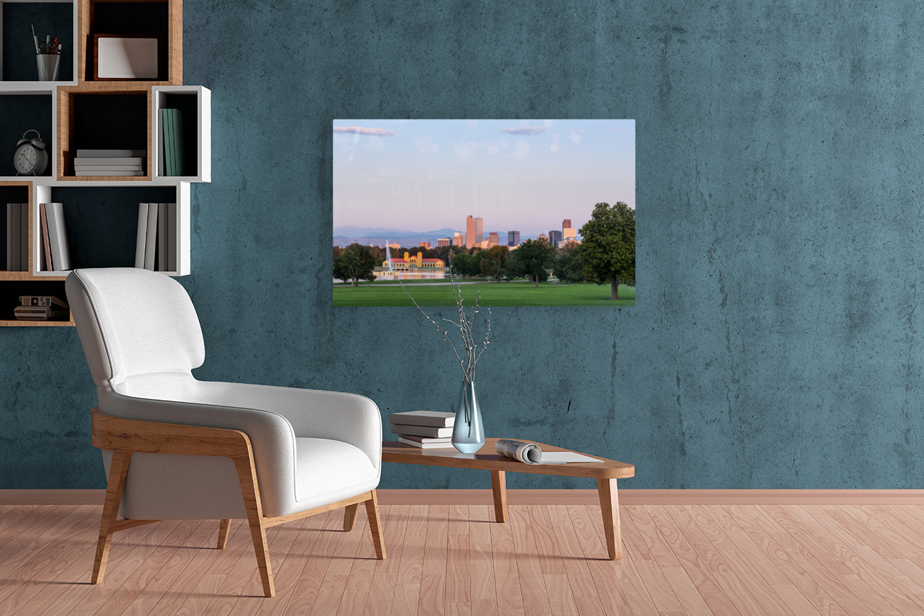 Skyline of Denver at dawn Reproduction