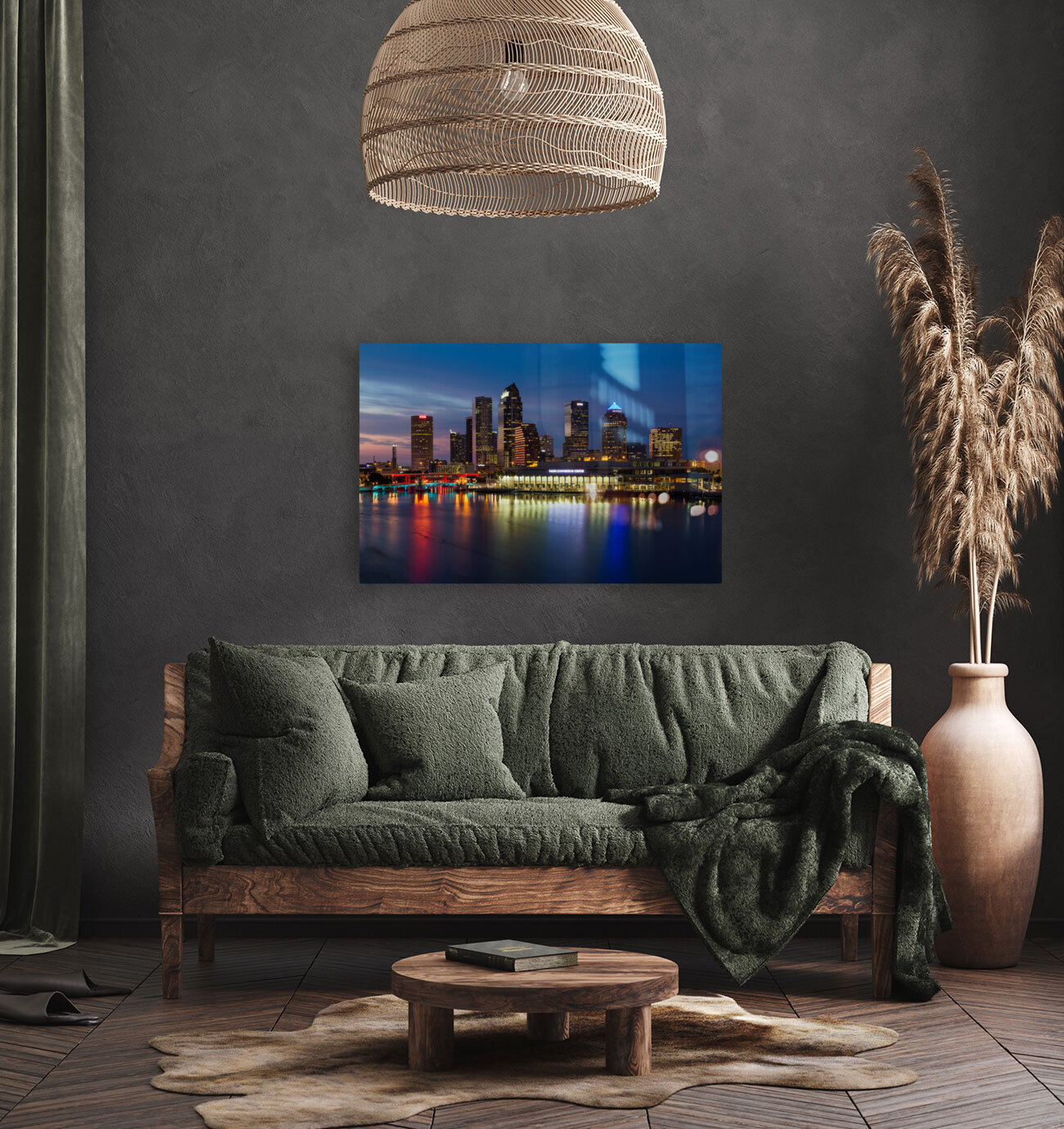 City skyline of Tampa Florida at sunset Reproduction