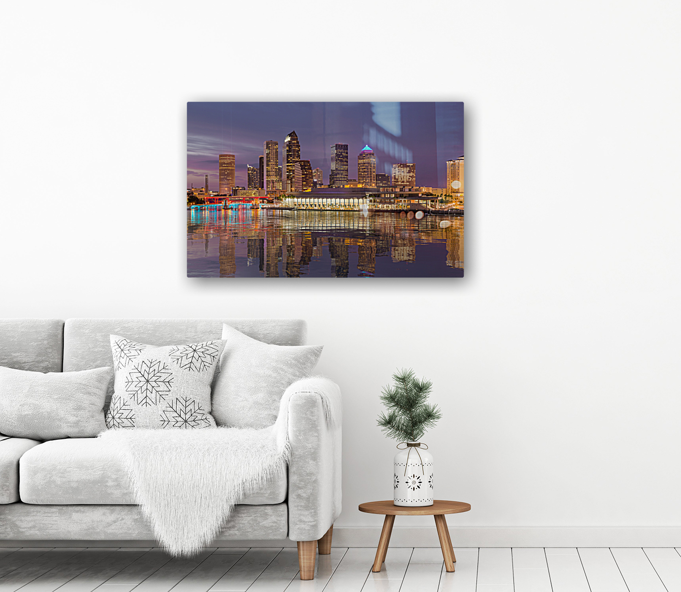 City skyline of Tampa Florida at sunset Reproduction