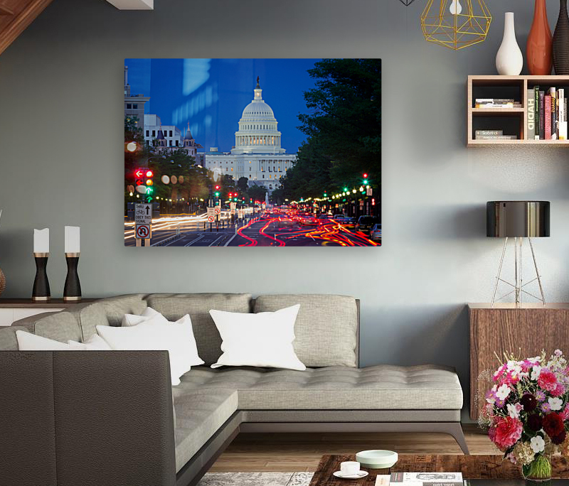 View down Pennsylvania Avenue DC at night Reproduction