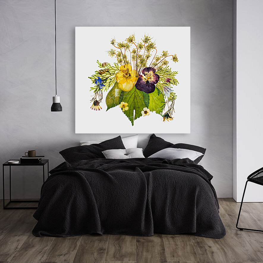 Arrangement of dried pressed flowers Reproduction