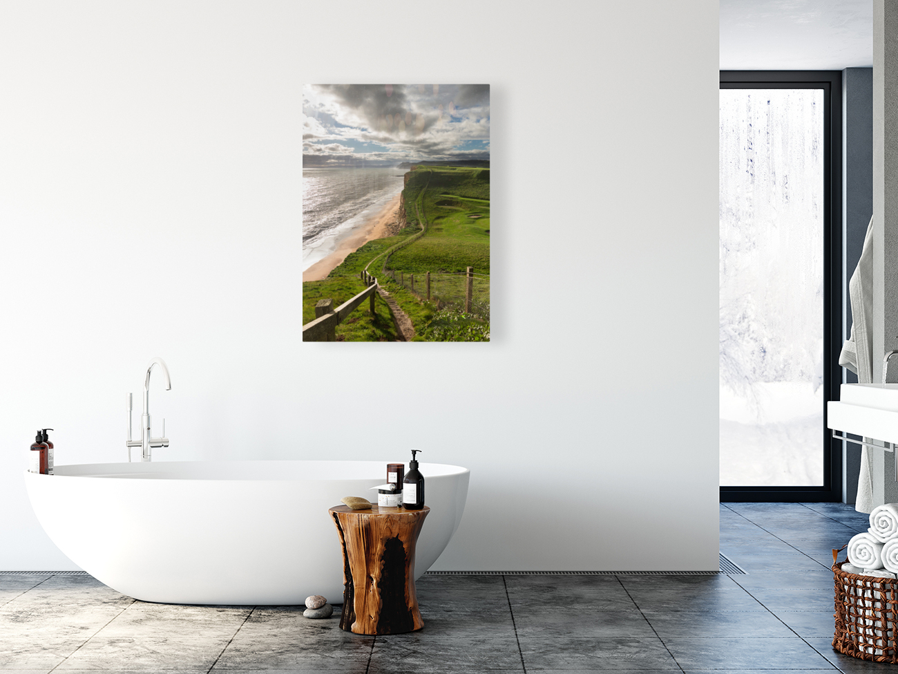 Path on cliffs at West Bay Dorset in UK Reproduction