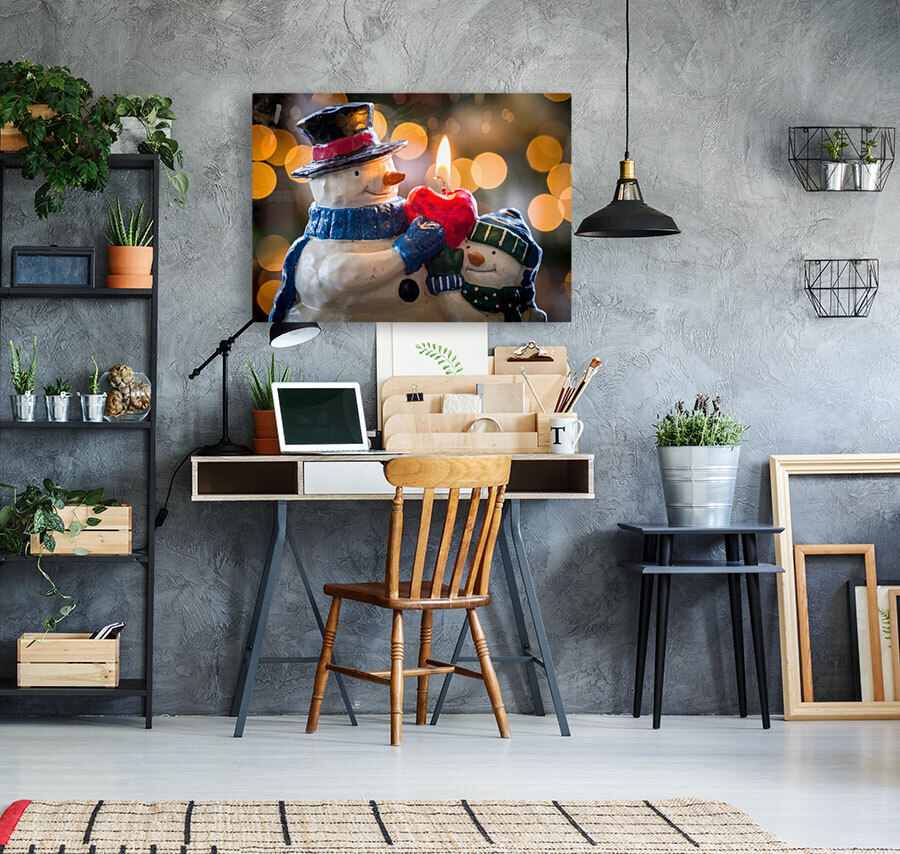 Christmas snowmen candle at xmas Reproduction