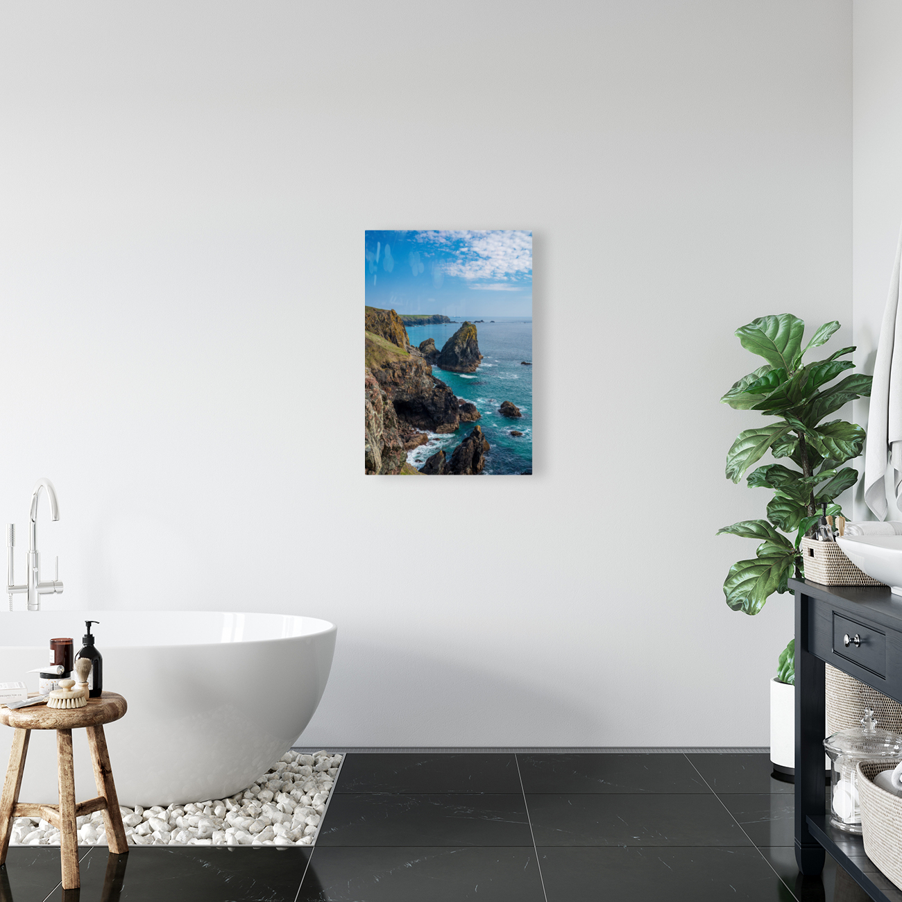 View towards the Lizard from Kynance Cove in Cornwall Reproduction