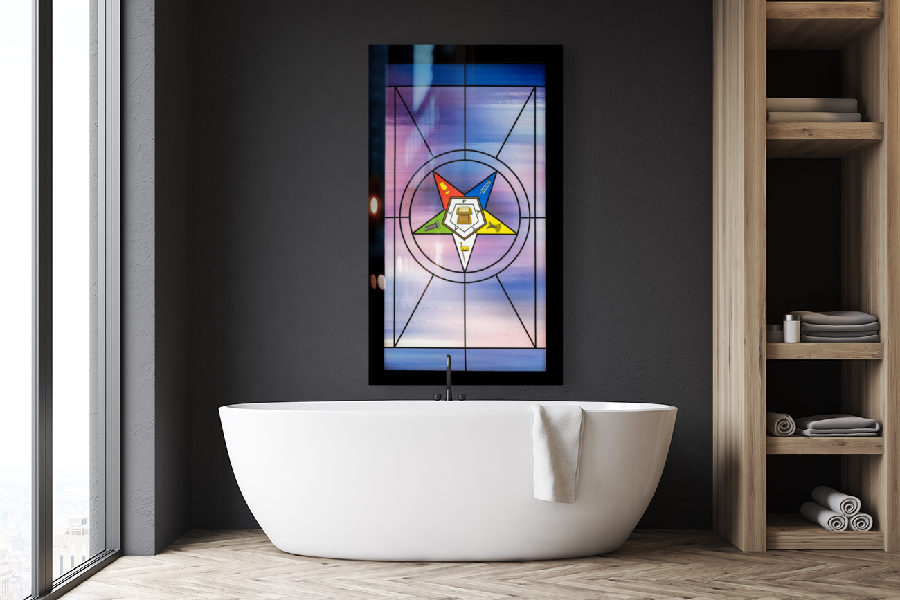 Stained glass window for the order of the Eastern Star Reproduction