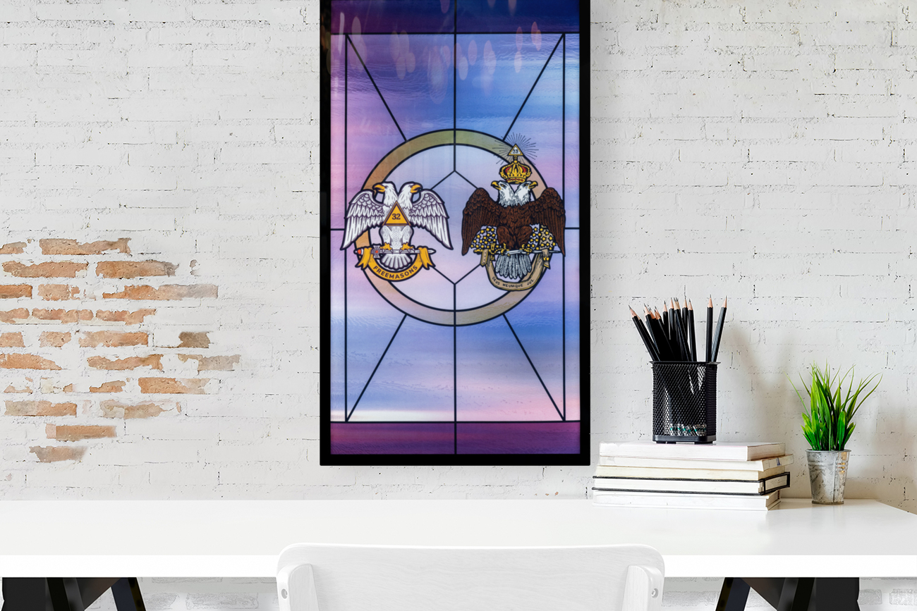 Stained glass window for the order of the Scottish Rite Reproduction