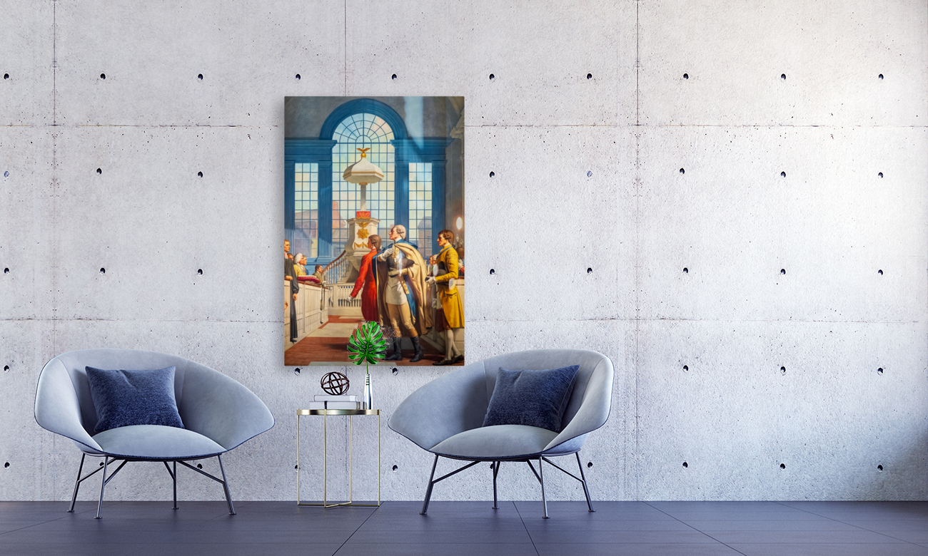 Detail of wall mural of George Washington Reproduction