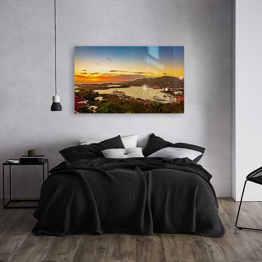 Sunset over Charlotte Amalie St Thomas Reproduction